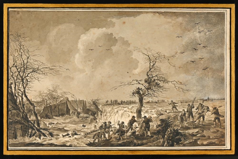 Artwork by Cornelis van Hardenbergh, Series of six watercolours of the dike breaches, Made of watercolours