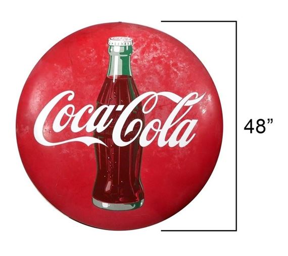 Coca Cola | Large 48 Coca-Cola Button Sign | MutualArt