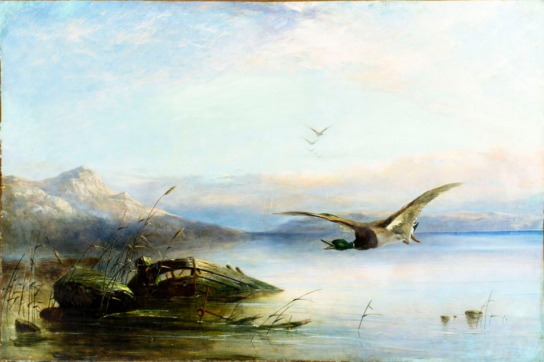 Robert Henry Roe | Ducks - Wild Birds in Flight (1855) | MutualArt