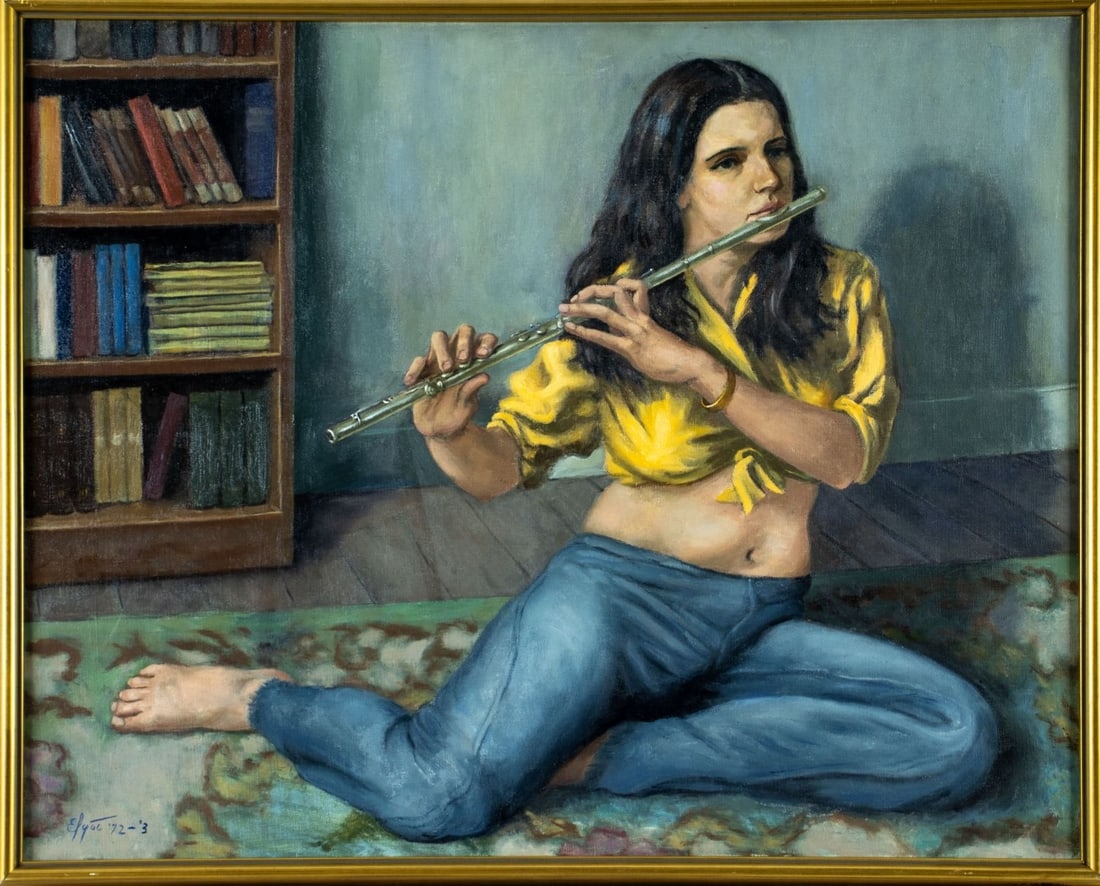 Artwork by Elyot Henderson, The Flute Player, Made of oil on canvas