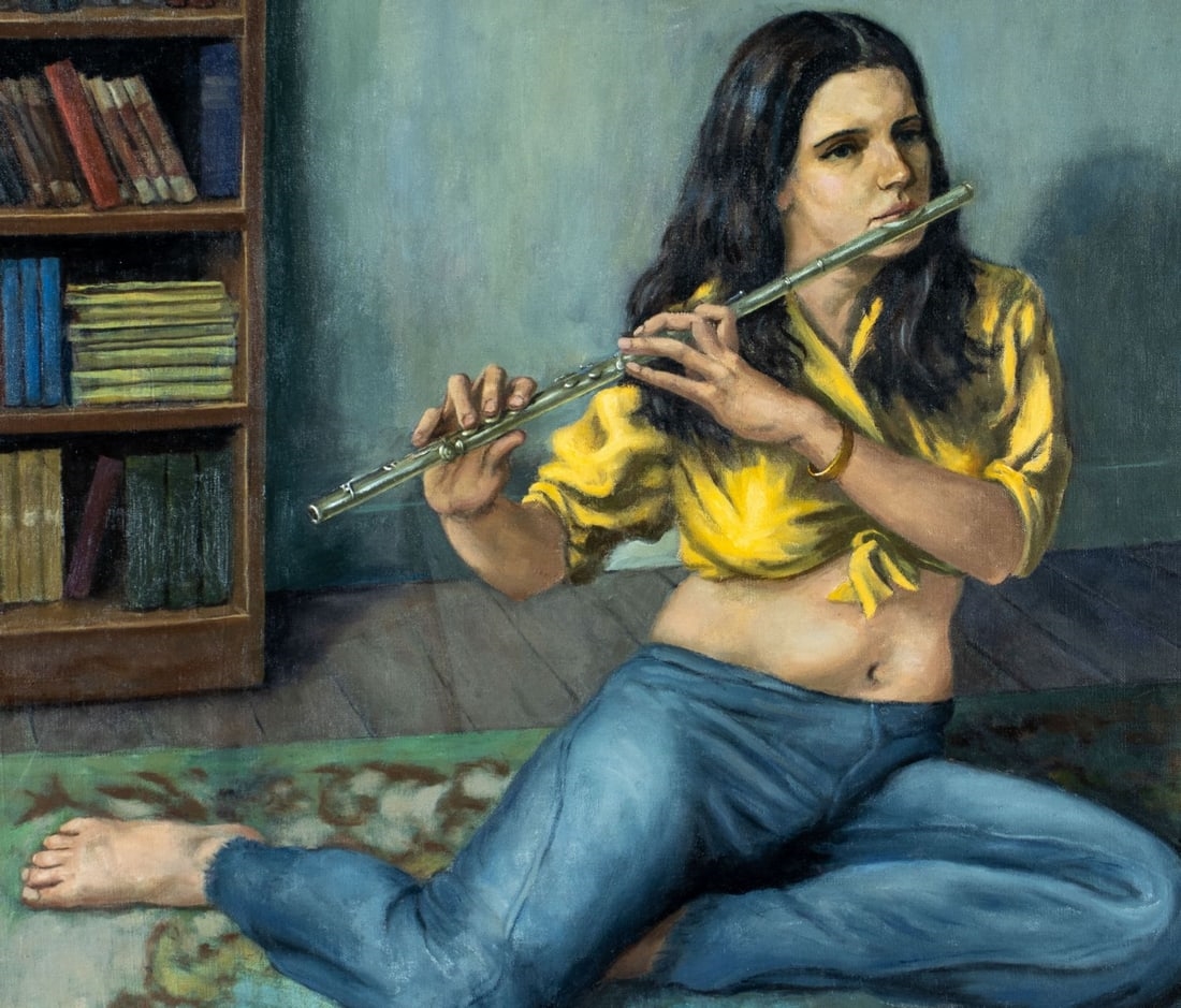Artwork by Elyot Henderson, The Flute Player, Made of oil on canvas