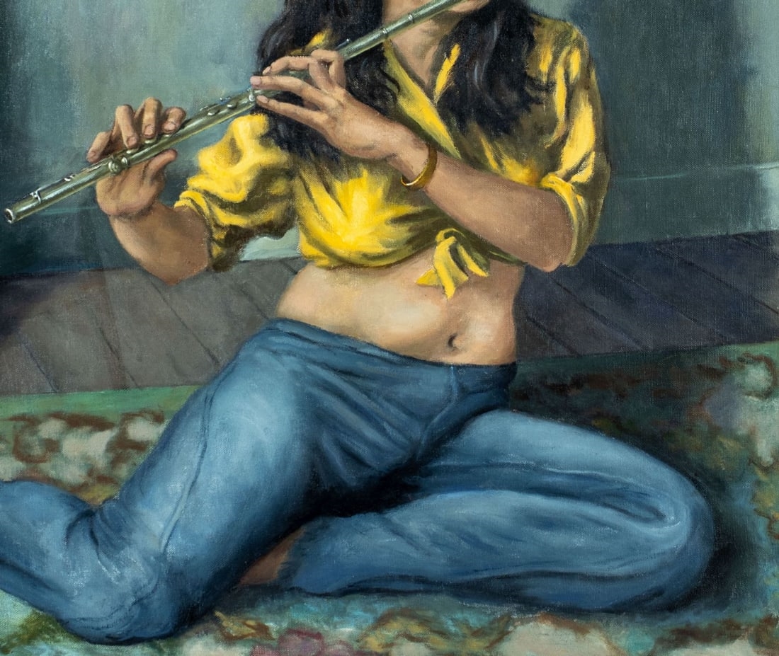 Artwork by Elyot Henderson, The Flute Player, Made of oil on canvas