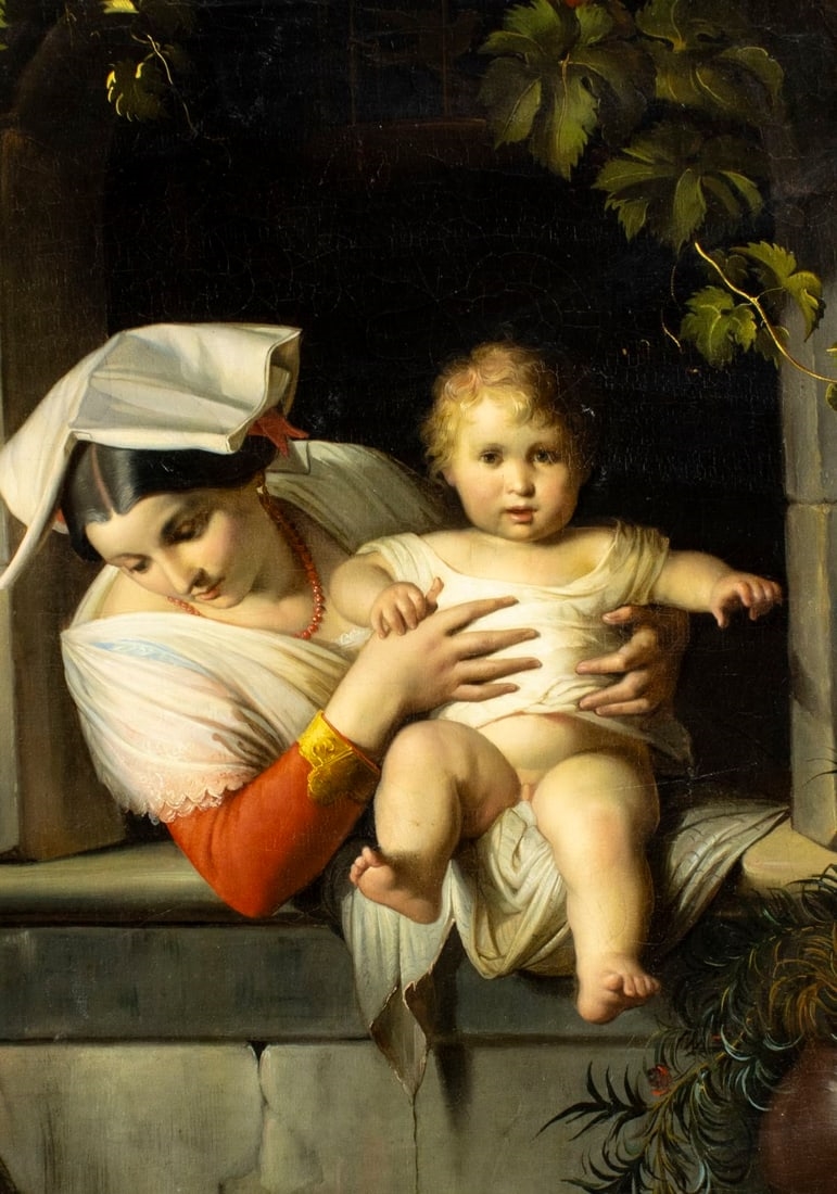 Giuseppe Mazzolini | Mother and Child at Window | MutualArt