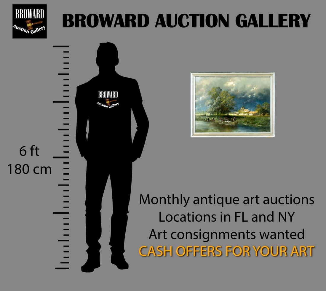 Artwork by Jean Julien Godenne, River Village Landscape, Made of oil on board