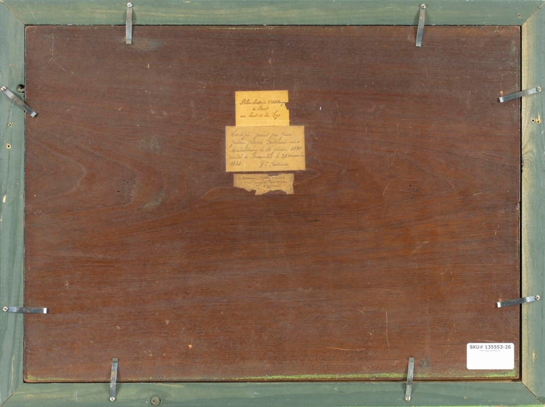 Artwork by Jean Julien Godenne, River Village Landscape, Made of oil on board