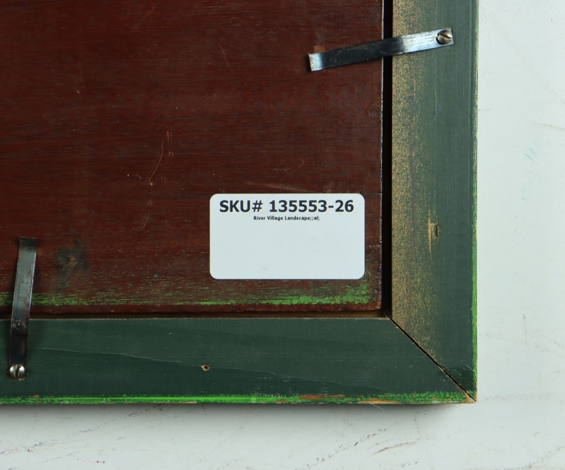 Artwork by Jean Julien Godenne, River Village Landscape, Made of oil on board