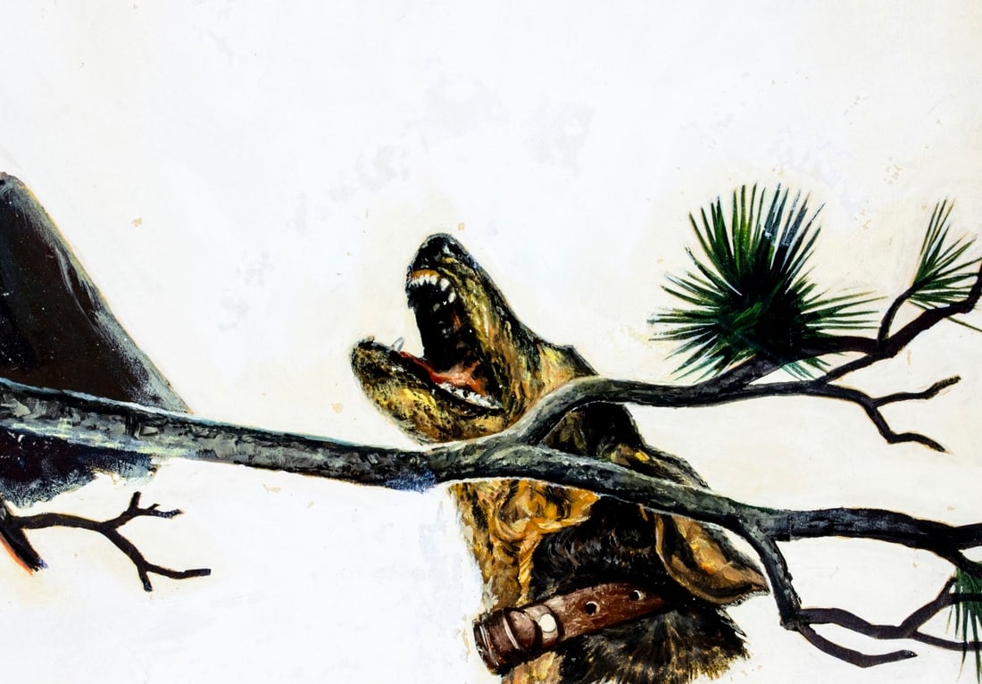 Artwork by Robert Doares, Mountain Lion in Pursuit, Made of oil on board