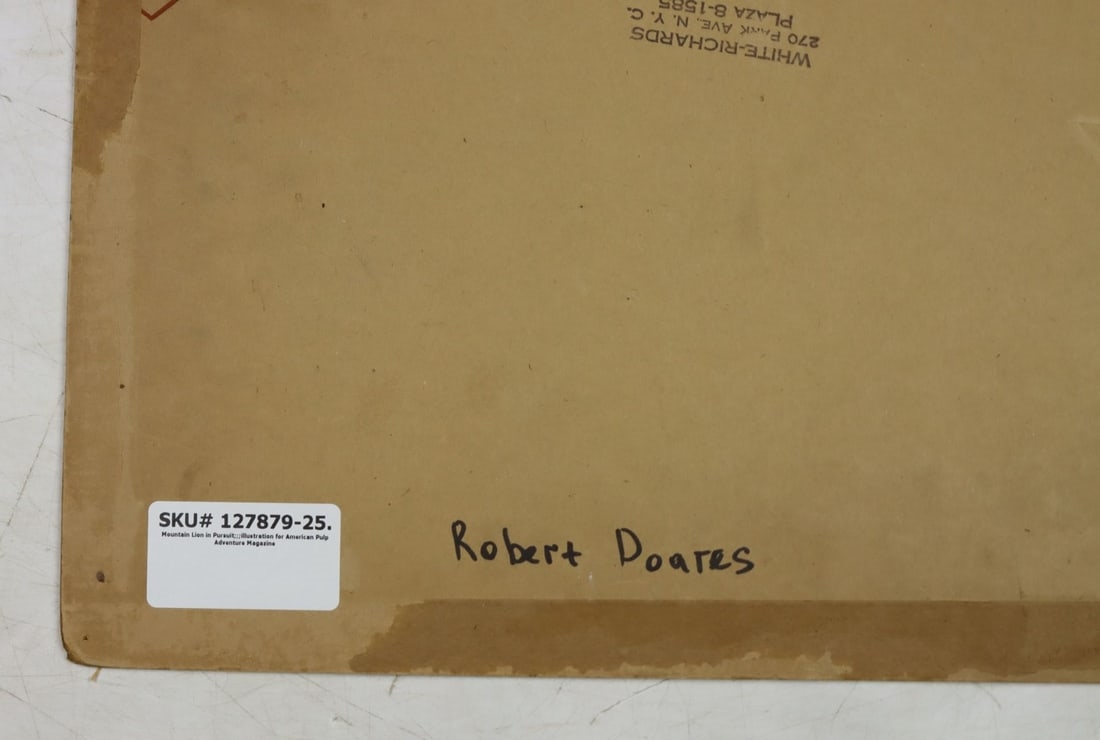 Artwork by Robert Doares, Mountain Lion in Pursuit, Made of oil on board