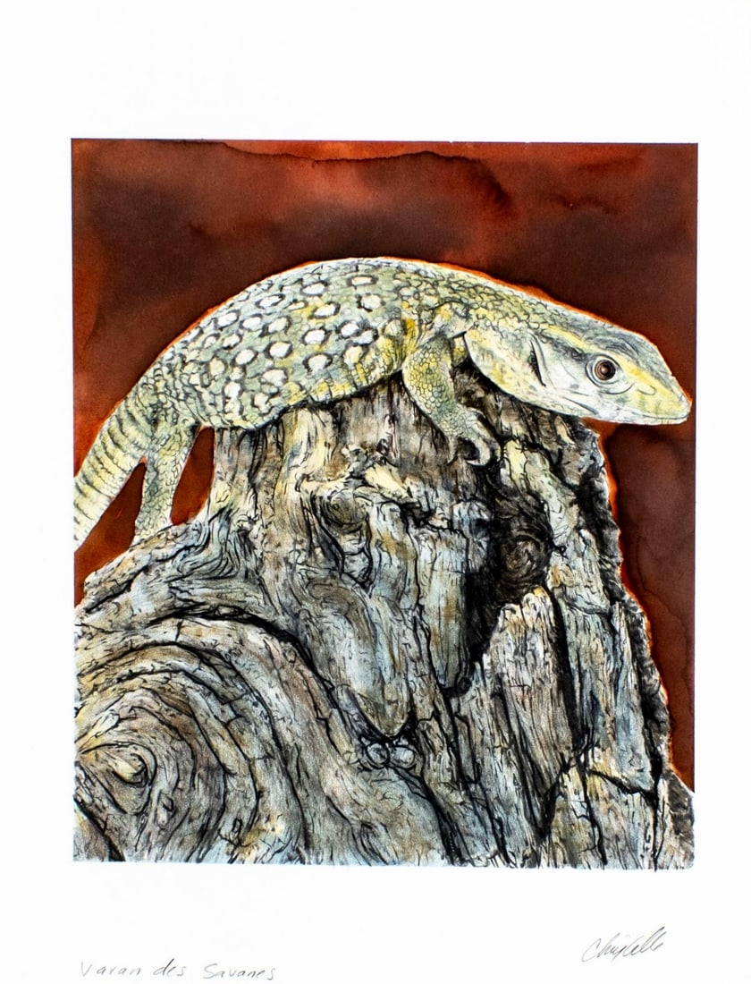 Chris Calle | Varan des Savanes, Lizard (titled on verso (2002) | MutualArt
