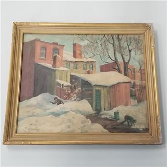 F. Evenhart framed signed oil painting on canvas - F. Evenhart