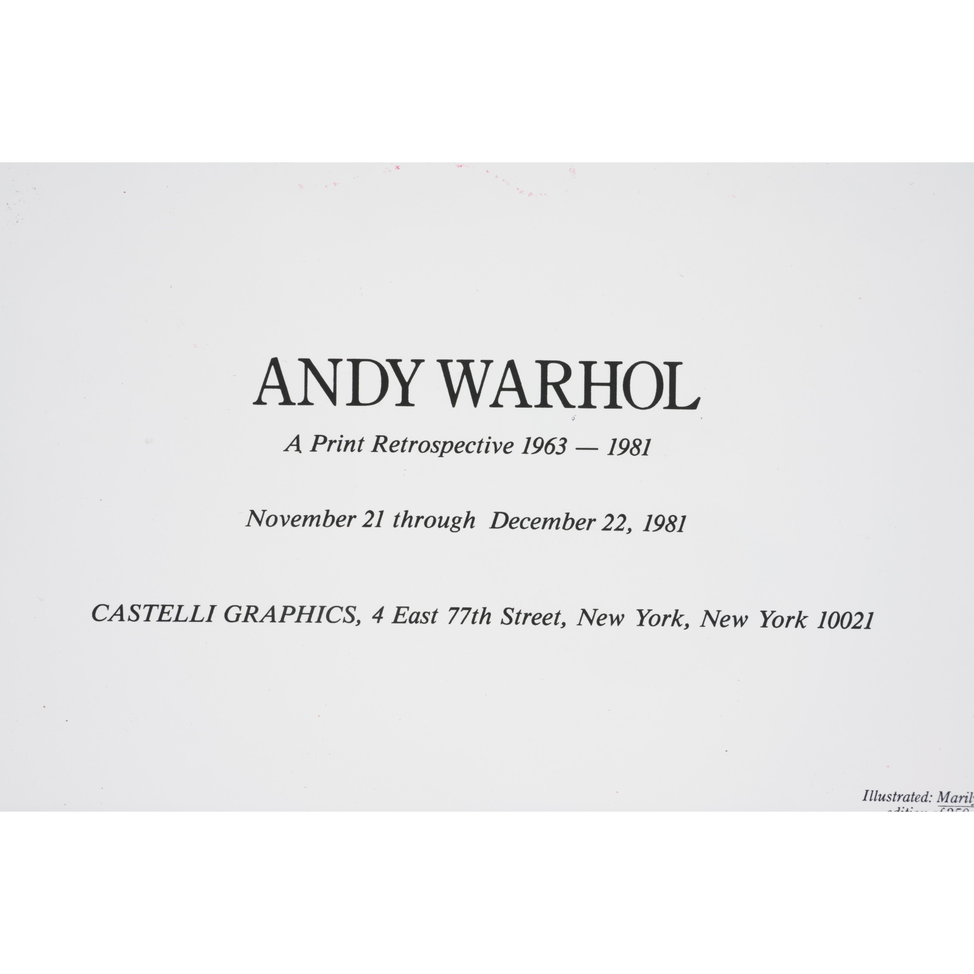 Andy Warhol | MARILYN INVITATION (CASTELLI GRAPHICS (1981) | MutualArt