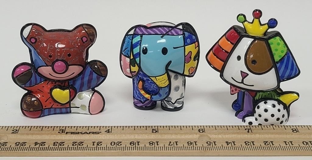 Romero Britto | 3 Small 2 Romero Britto Figures incl Royalty | MutualArt