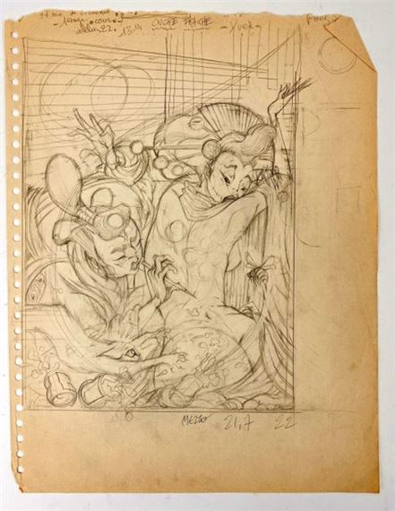 Preparatory work for the back cover of Impression magazine, published in 1985 by Pascal Mezzo Mesenburg, published in 1985