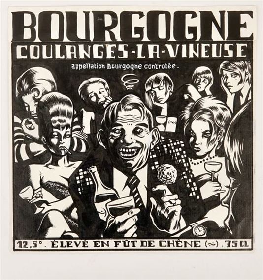 India ink Collage for the word Bourgogne 18 x 18 cm
