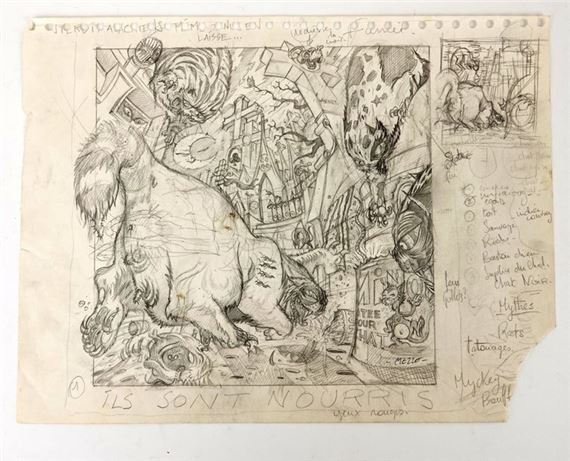 Graphite Drawing signed lower right Small folds, paper missing from lower right corner 30 x 39 cm by Pascal Mezzo Mesenburg, 1987