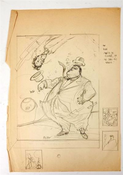 Graphite Drawing signed lower center 42 x 30 cm by Pascal Mezzo Mesenburg, 1996