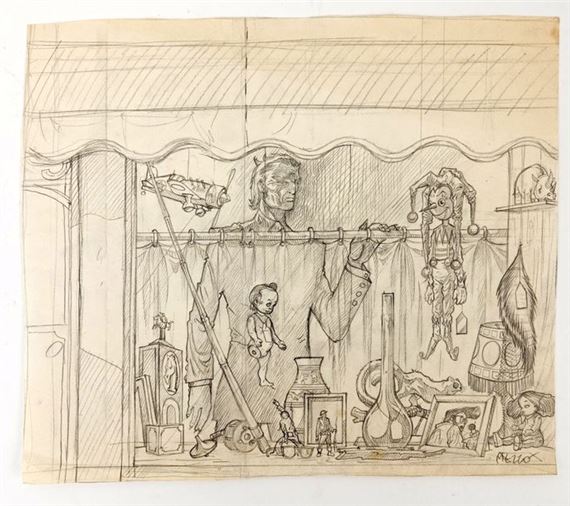 Graphite Drawing signed lower right 26 x 31 cm by Pascal Mezzo Mesenburg, 1995