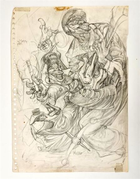 Research for an illustration on the theme of jazz by Pascal Mezzo Mesenburg