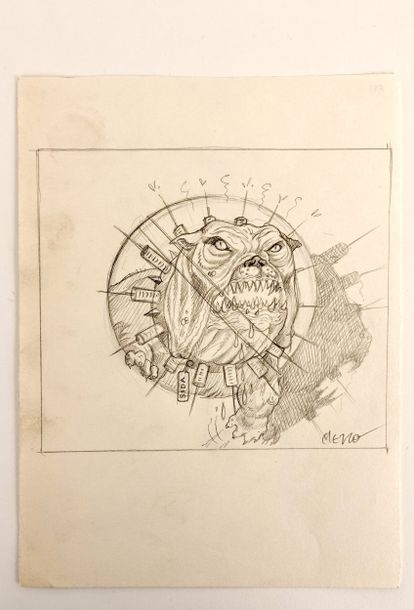 Artwork by Pascal Mezzo Mesenburg, Research for an illustration with a dog, Made of Graphite Drawing