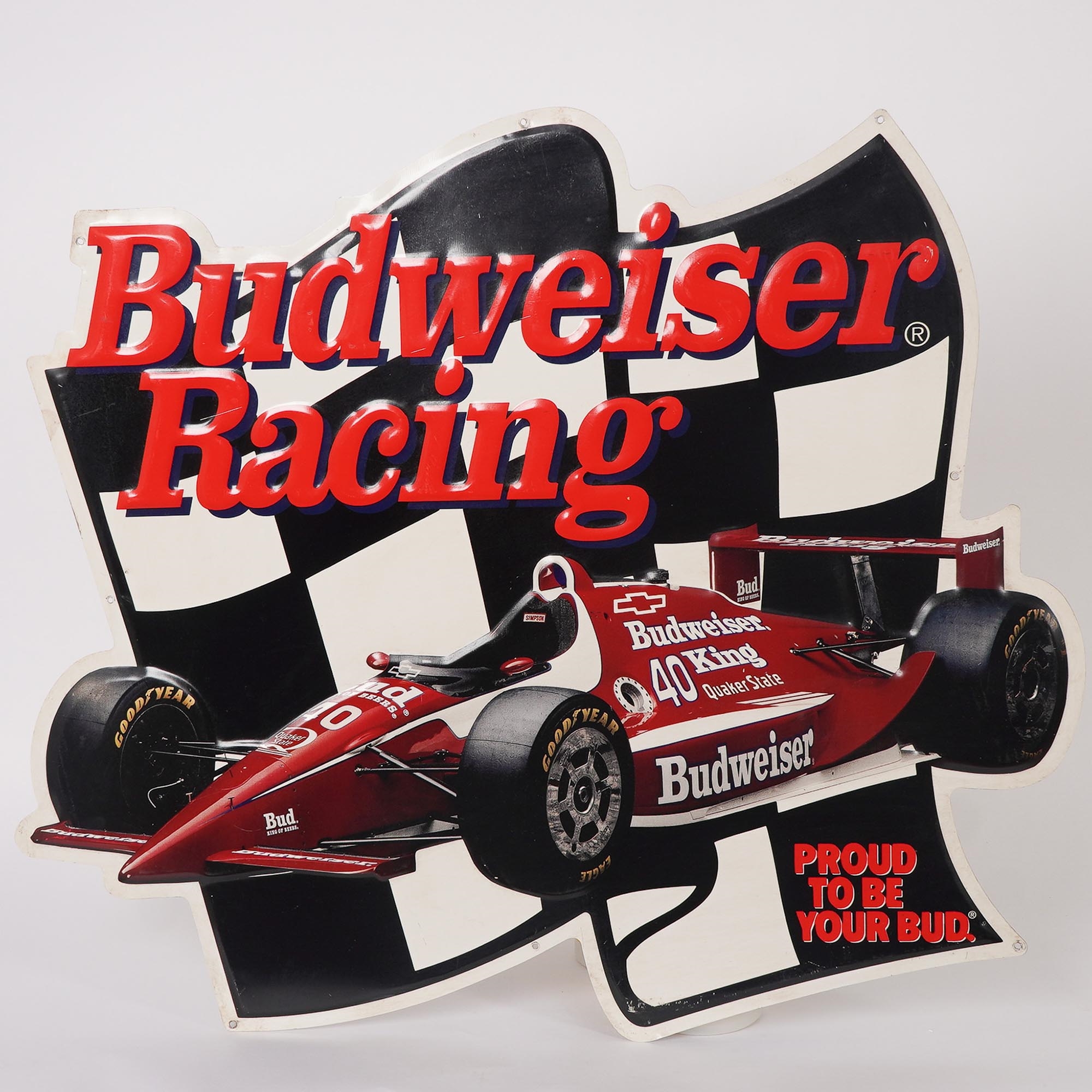 State | Budweiser Racing 1995 Embossed Metal Advertising Sign (1995 ...