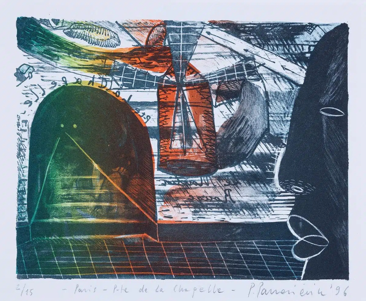 Artwork by Piotr Panasiewicz, PARYSKA STACJA METRA PORTE DE LA CHAPELLE, Made of color lithograph on paper