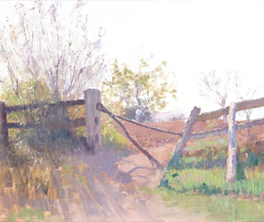 Artwork by Elioth Gruner, The Broken Fence, 1913, Made of oil on canvas on board