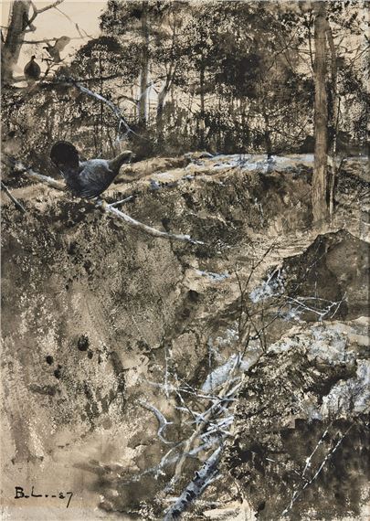 Orrtupp på gren by Bruno Liljefors, 1887