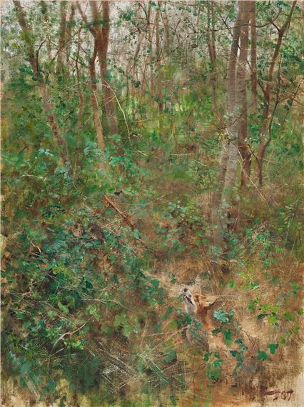 “Lurking fox” by Bruno Liljefors, 1887