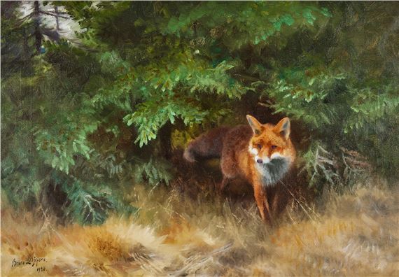 Räv i skogslandskap by Bruno Liljefors, 1926