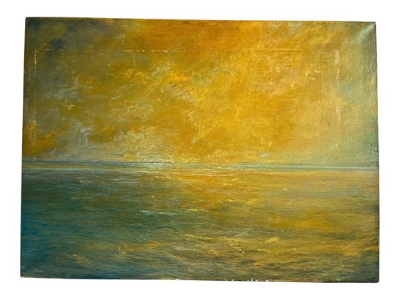 CYNTHIA KNOTT "A HA" Encaustic and Metallic on Linen Painting - Cynthia Knott