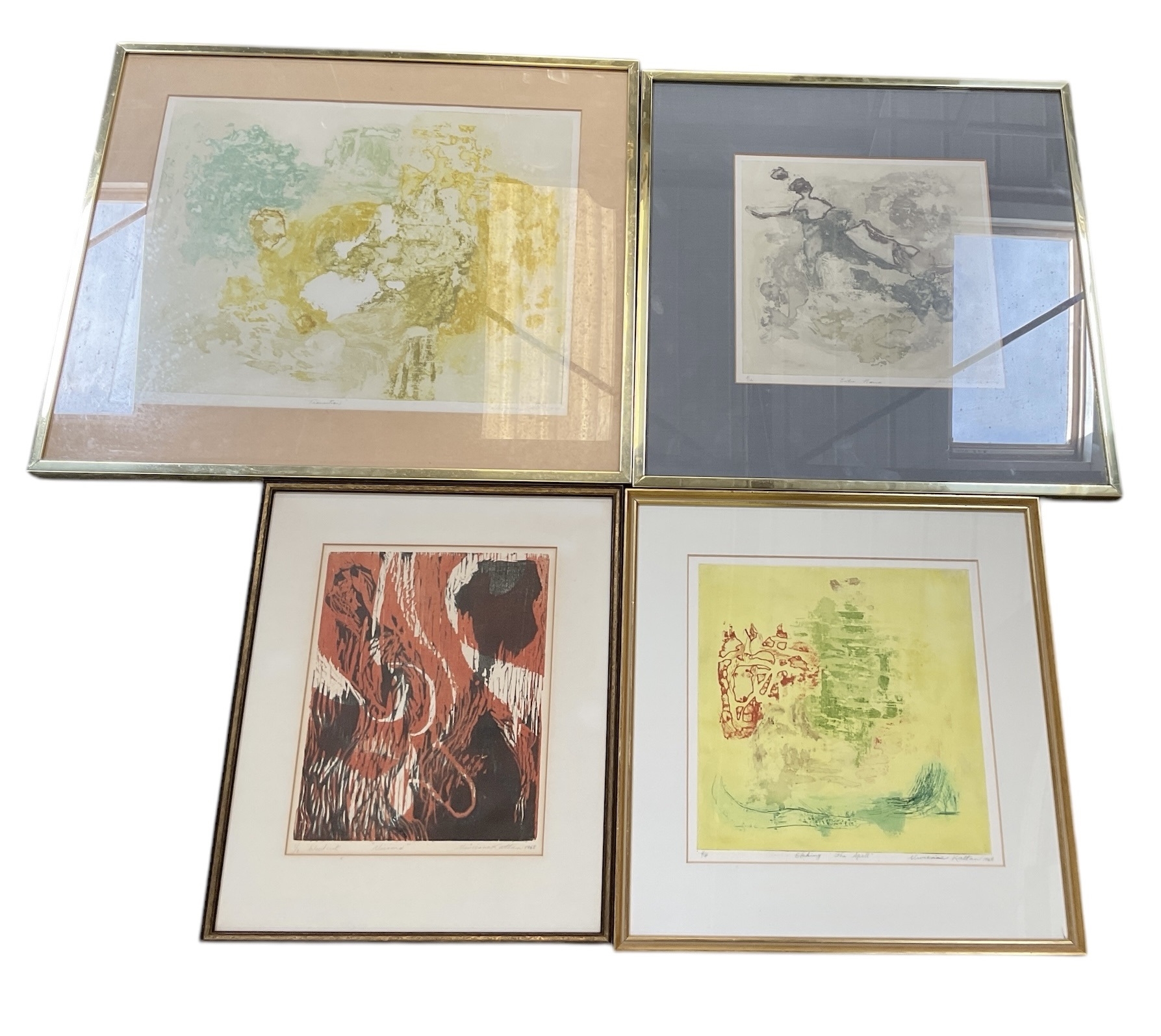 Artwork by Vivienne Kattan, Visions; The Spell; Transition; Entre Nous, Made of woodcut print; etching (2); print