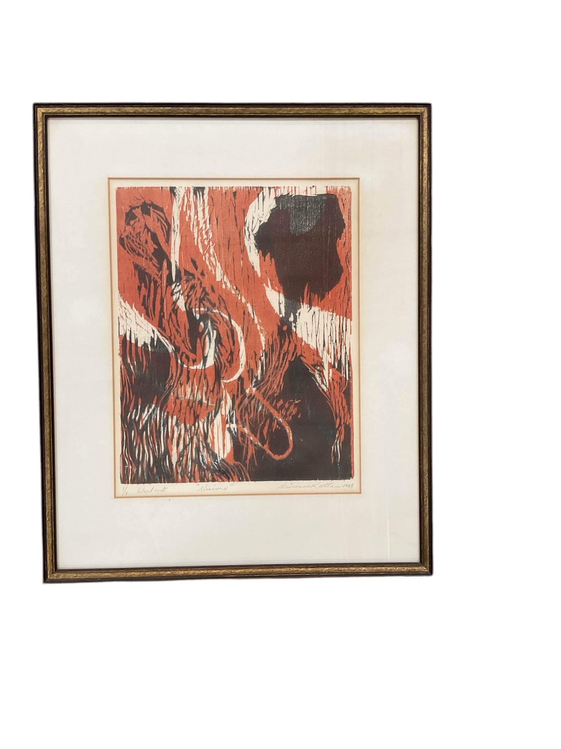 Artwork by Vivienne Kattan, Visions; The Spell; Transition; Entre Nous, Made of woodcut print; etching (2); print