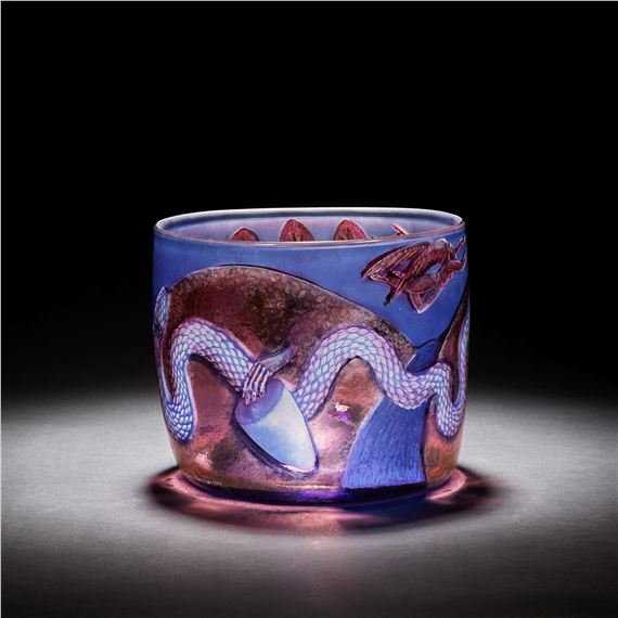 Artwork by Clare Henshaw, The Encounter' bowl, 1991, Made of glass, drill engraved and sand