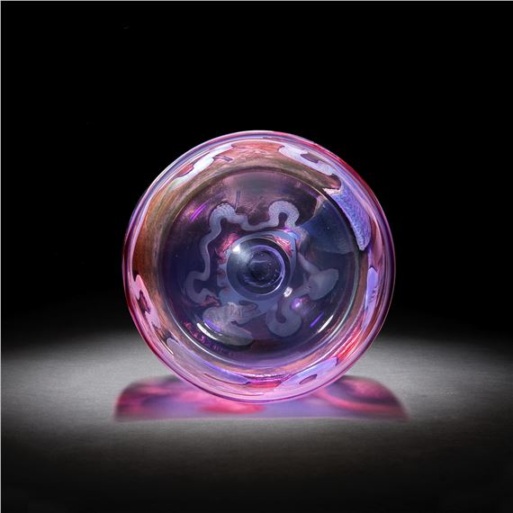 Artwork by Clare Henshaw, The Encounter' bowl, 1991, Made of glass, drill engraved and sand