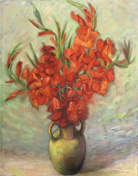 Vase of red flowers - Marcel Besson