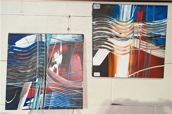 Pair of 'Abstract' acrylic on canvas - Michael Whitehead