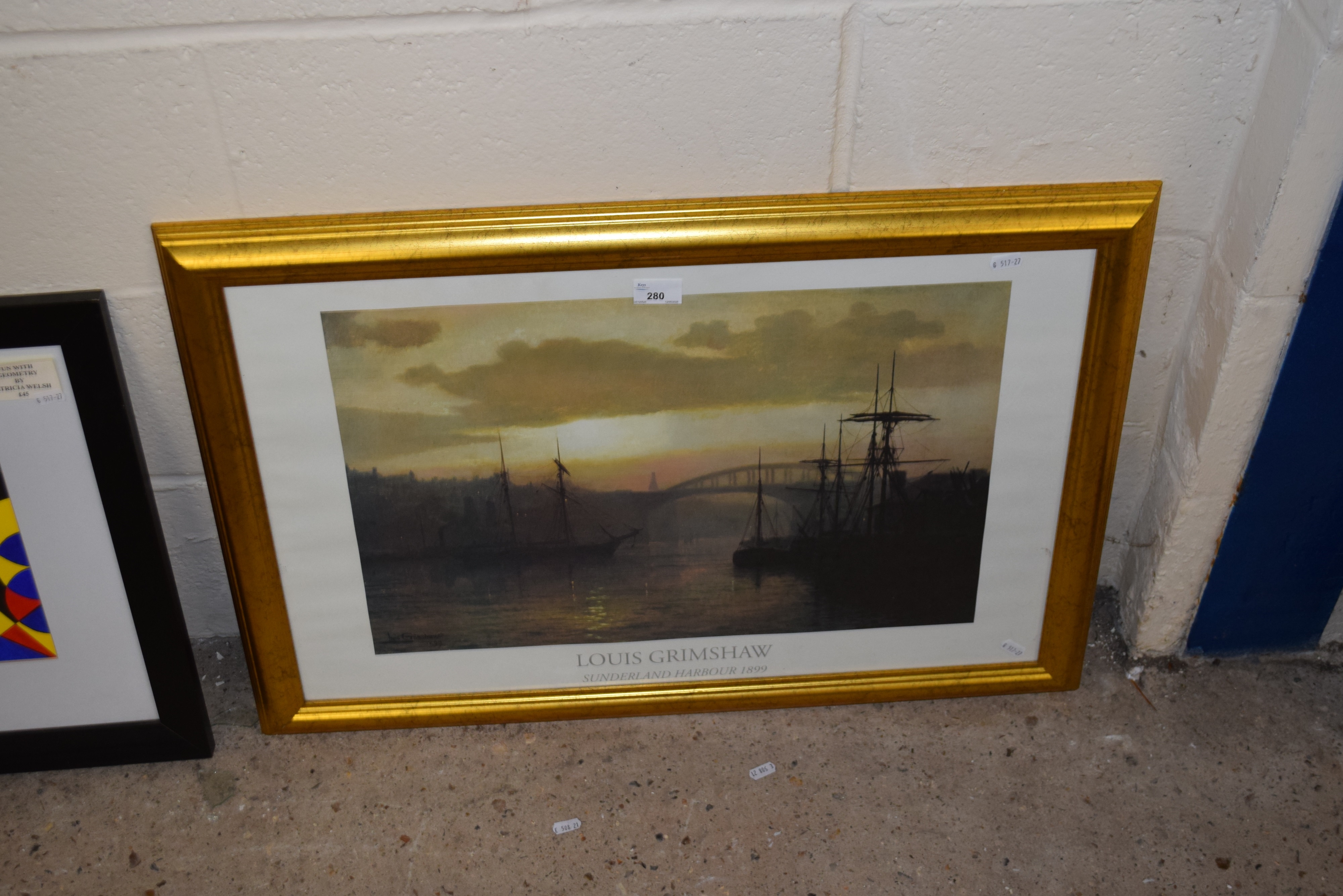 Artwork by Louis Hubbard Grimshaw, Sunderland Harbour, Made of coloured print