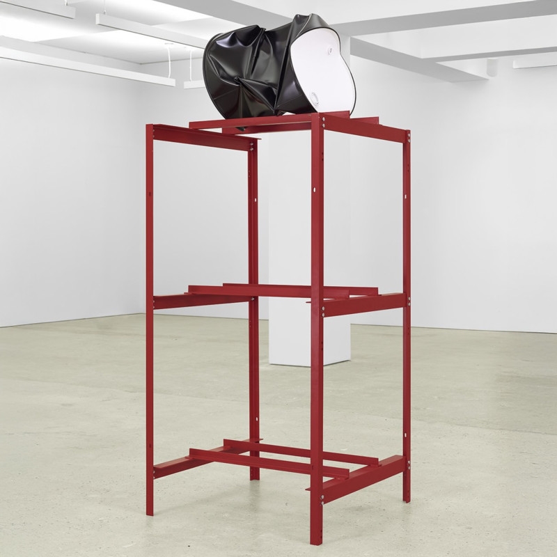 Artwork by Dylan Lynch, Untitled (Barrel on Rack), Made of acrylic on steel