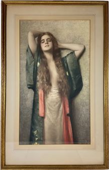 Standing semi-nude female - Max Nonnenbruch