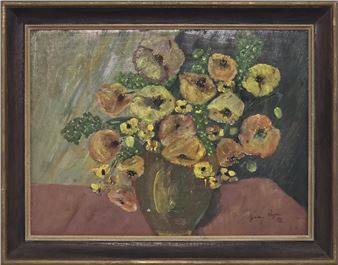 Timber framed floral still life by Joan Ryan, signed and dated 1972 lower right (37 x 48cm) - Joan Ryan