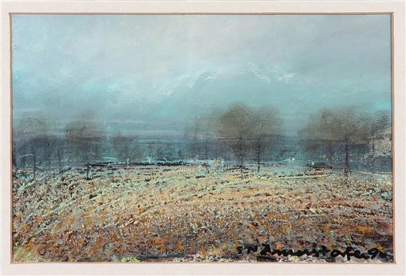 Blühende Landschaft unter blauem Himmel by Siegfried Amerstorfer, (19)90