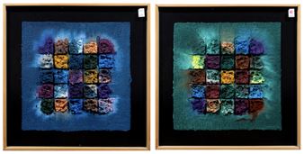 "Paper Scape Green" and "Paper Scape Blue - Bruce Fossum