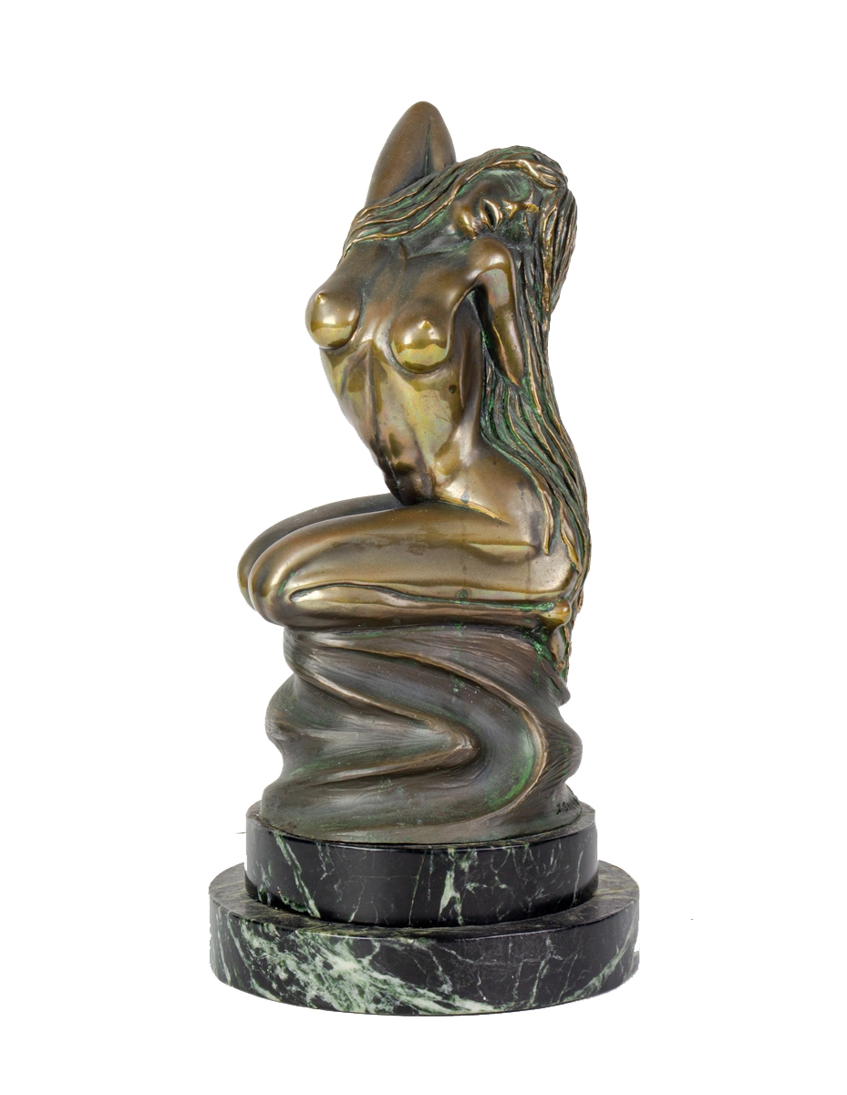 Artwork by Tom Bennet, Stretching Nude, Made of bronze sculpture