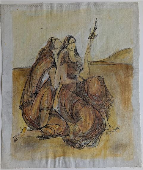 Original Judaica Art by M. SHOMRON (Israel 20th C.) Mixed Media on Canvas - M. Shomron