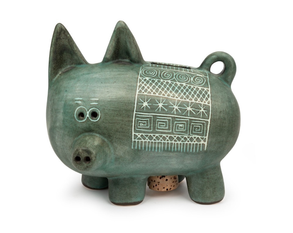 Artwork by Gus McLaren, Pig money box, Made of pottery