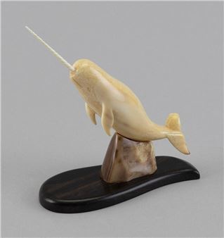 CARVED FOSSILIZED  NARWHAL BY AL DOUCETTE - AL Doucette