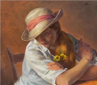 Woman in a Straw Hat - Sandor Klein