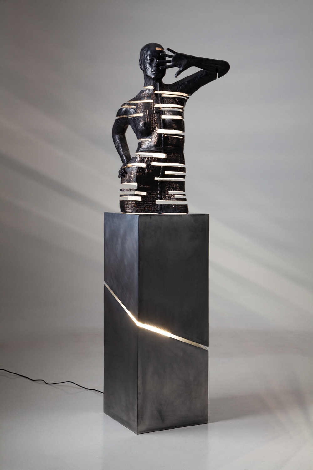 Artwork by Marek Zyga, Domina noctis 2.0, Made of patinated bronze, steel