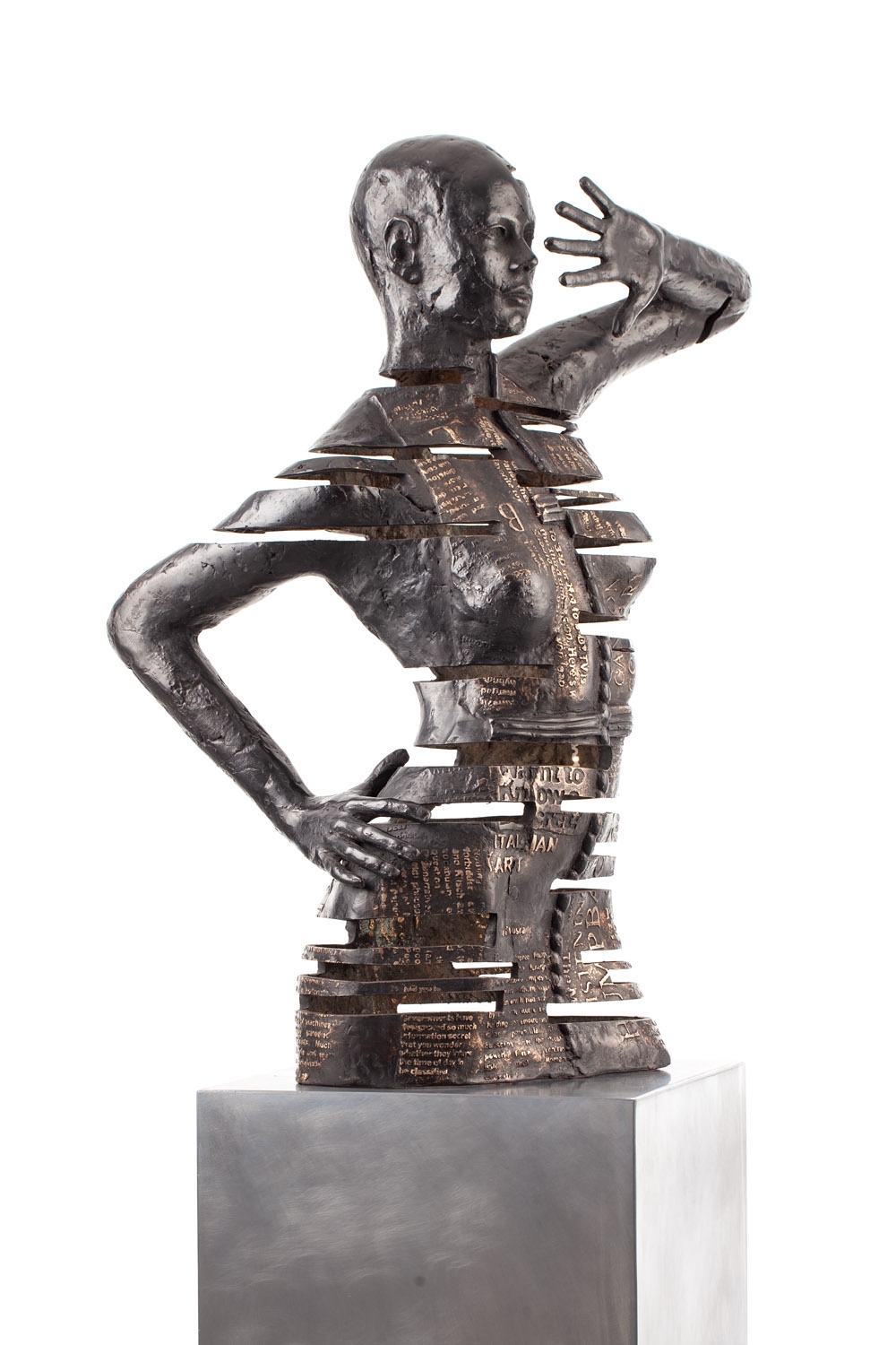Artwork by Marek Zyga, Domina noctis 2.0, Made of patinated bronze, steel