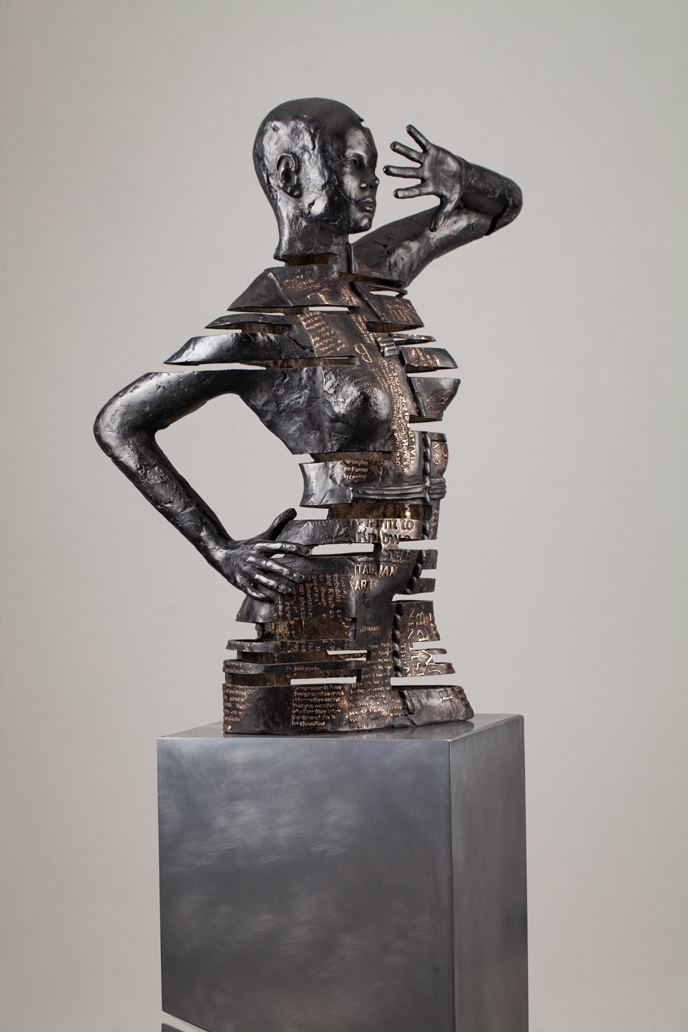 Artwork by Marek Zyga, Domina noctis 2.0, Made of patinated bronze, steel